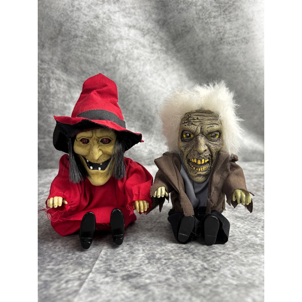 Crimson Witch & Corpses Crusty Zombie Big Head Screamer Halloween Dolls **READ**